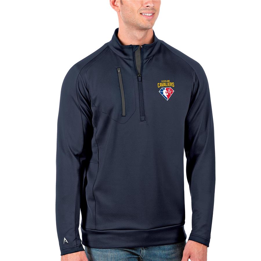 Cleveland Cavaliers Antigua NBA 75th Anniversary Generation Quarter-Zip Pullover Jacket - Navy