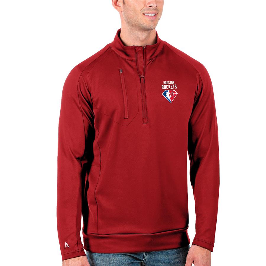 Houston Rockets Antigua NBA 75th Anniversary Generation Quarter-Zip Pullover Jacket - Red
