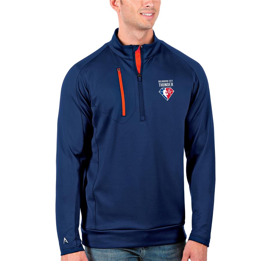 Oklahoma City Thunder Antigua NBA 75th Anniversary Generation Quarter-Zip Pullover Jacket - Navy