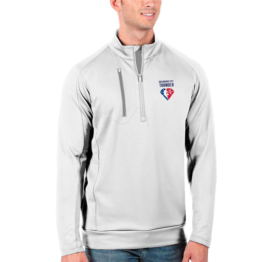 Oklahoma City Thunder Antigua NBA 75th Anniversary Generation Quarter-Zip Pullover Jacket - White