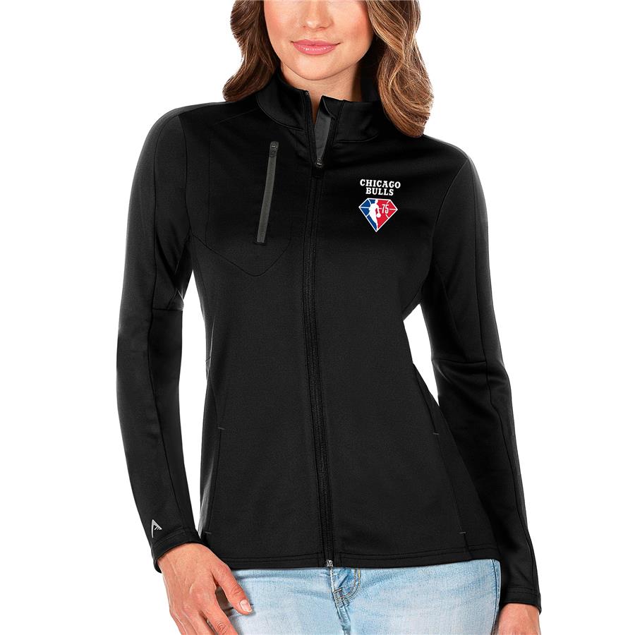 Chicago Bulls Antigua Women's NBA 75th Anniversary Generation Full-Zip - Black