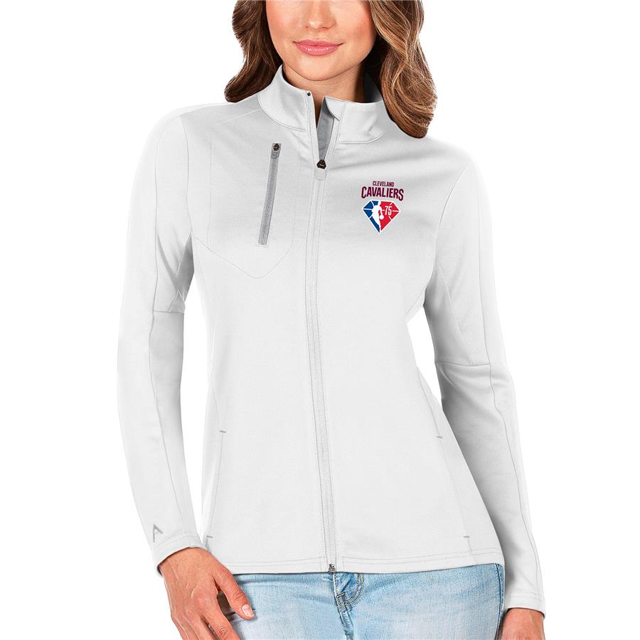 Cleveland Cavaliers Antigua Women's NBA 75th Anniversary Generation Full-Zip - White