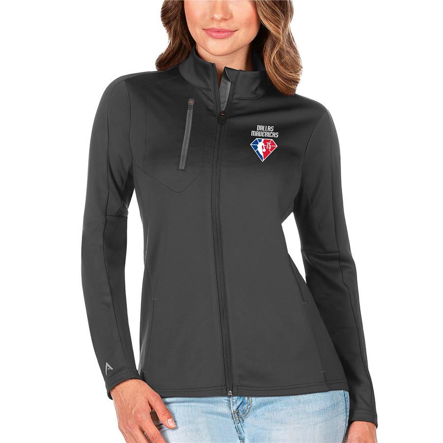 Dallas Mavericks Antigua Women's NBA 75th Anniversary Generation Full-Zip - Charcoal