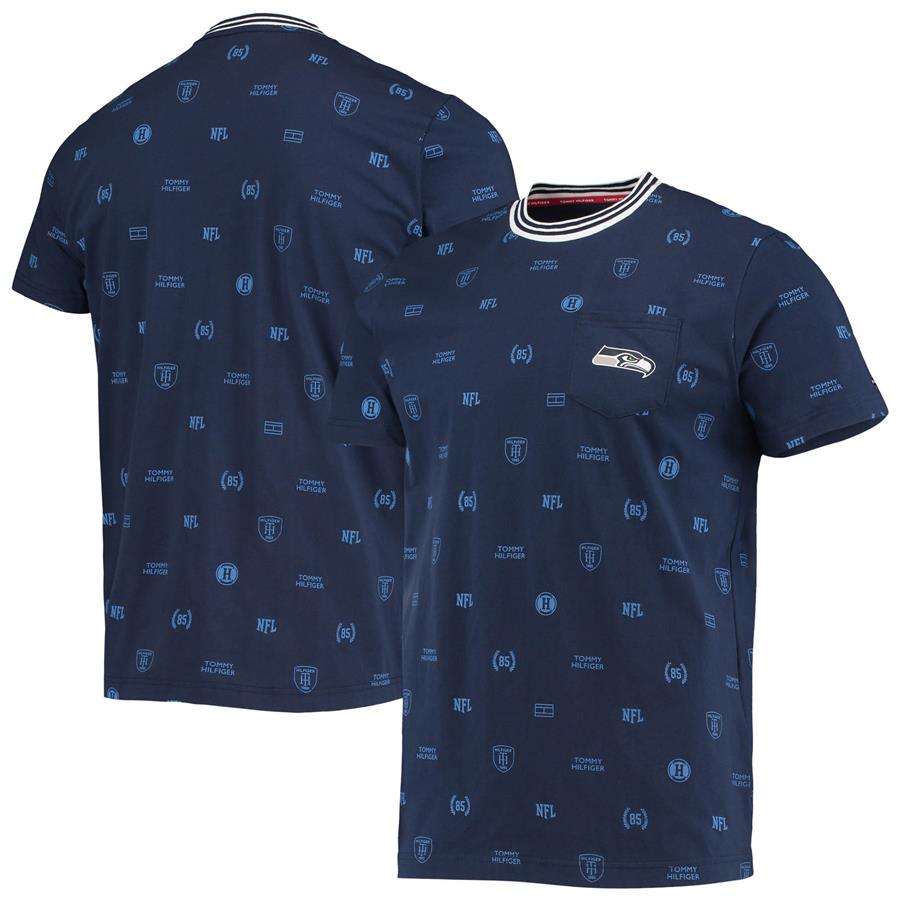 Seattle Seahawks Tommy Hilfiger Essential Pocket T-Shirt - College Navy
