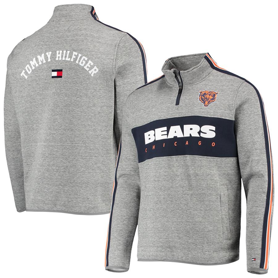Chicago Bears Tommy Hilfiger Mario Quarter-Zip Jacket - Heathered Gray