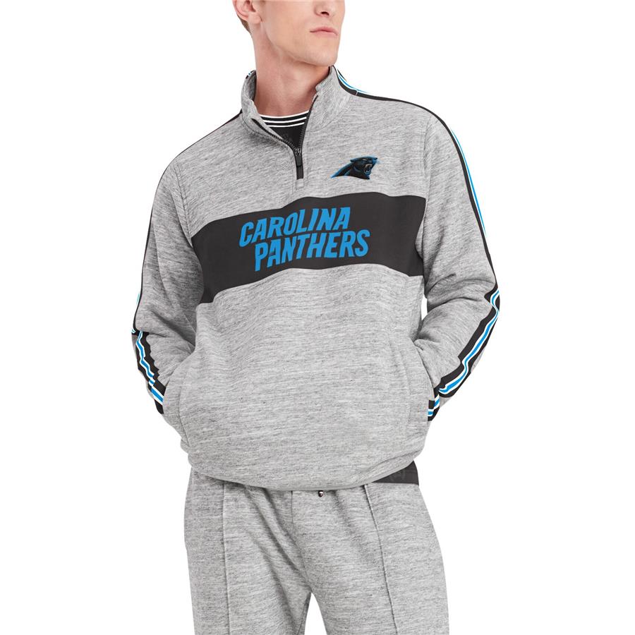 Carolina Panthers Tommy Hilfiger Mario Quarter-Zip Jacket - Heathered Gray