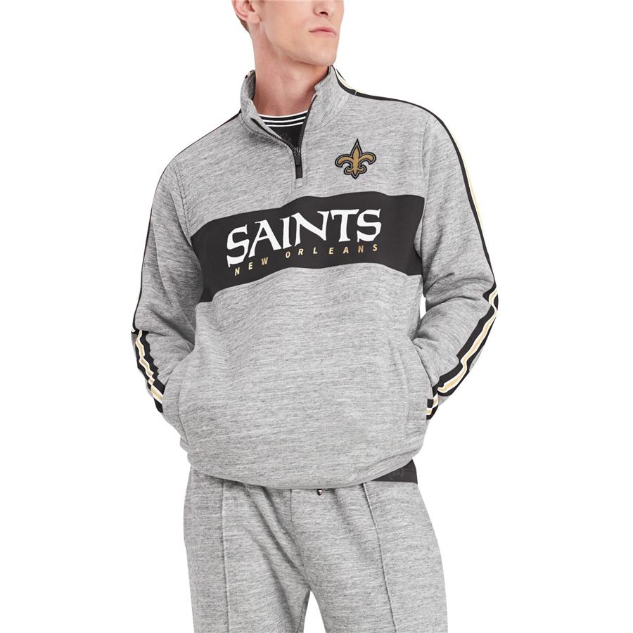 New Orleans Saints Tommy Hilfiger Mario Quarter-Zip Jacket - Heathered Gray