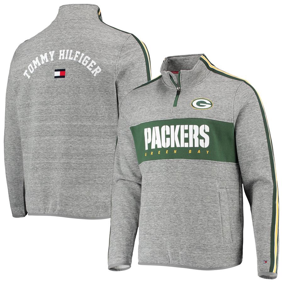 Green Bay Packers Tommy Hilfiger Mario Quarter-Zip Jacket - Heathered Gray