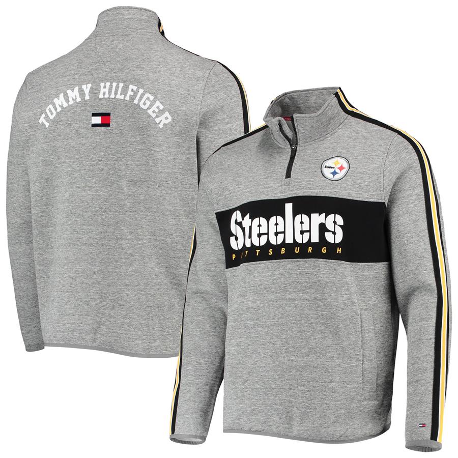 Pittsburgh Steelers Tommy Hilfiger Mario Quarter-Zip Jacket - Heathered Gray