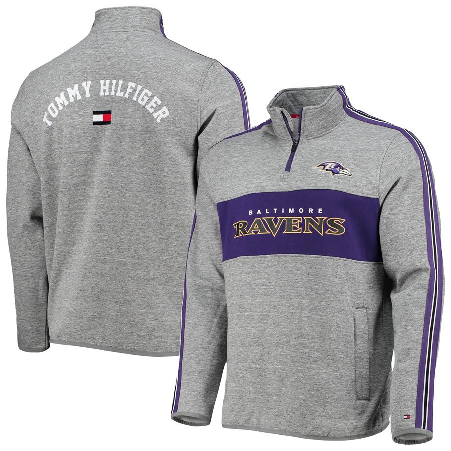 Baltimore Ravens Tommy Hilfiger Mario Quarter-Zip Jacket - Heathered Gray