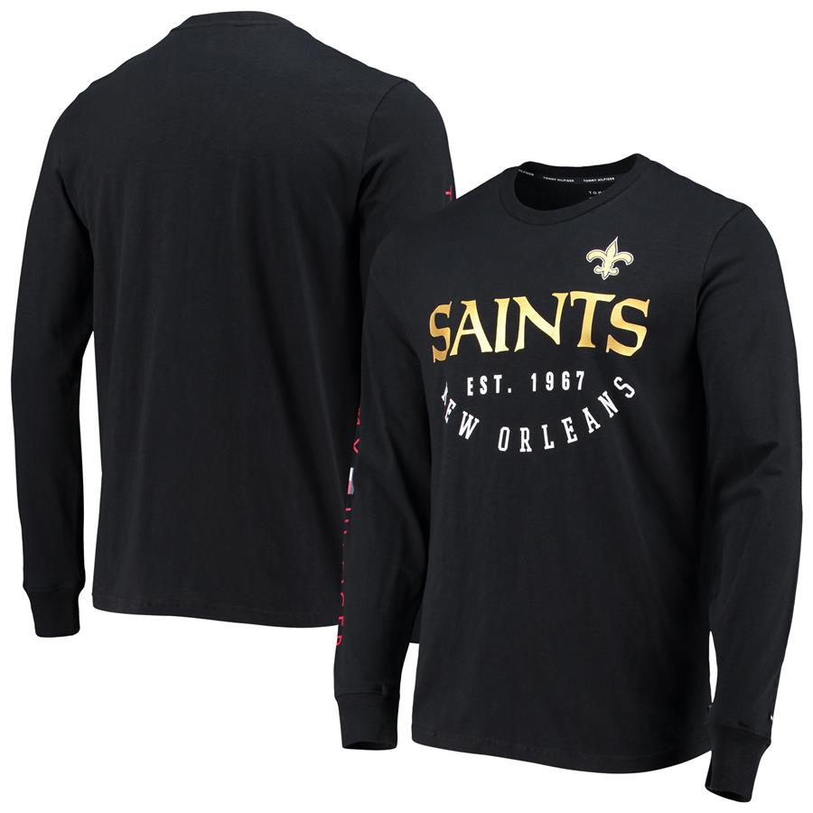 New Orleans Saints Tommy Hilfiger Peter Long Sleeve T-Shirt - Black