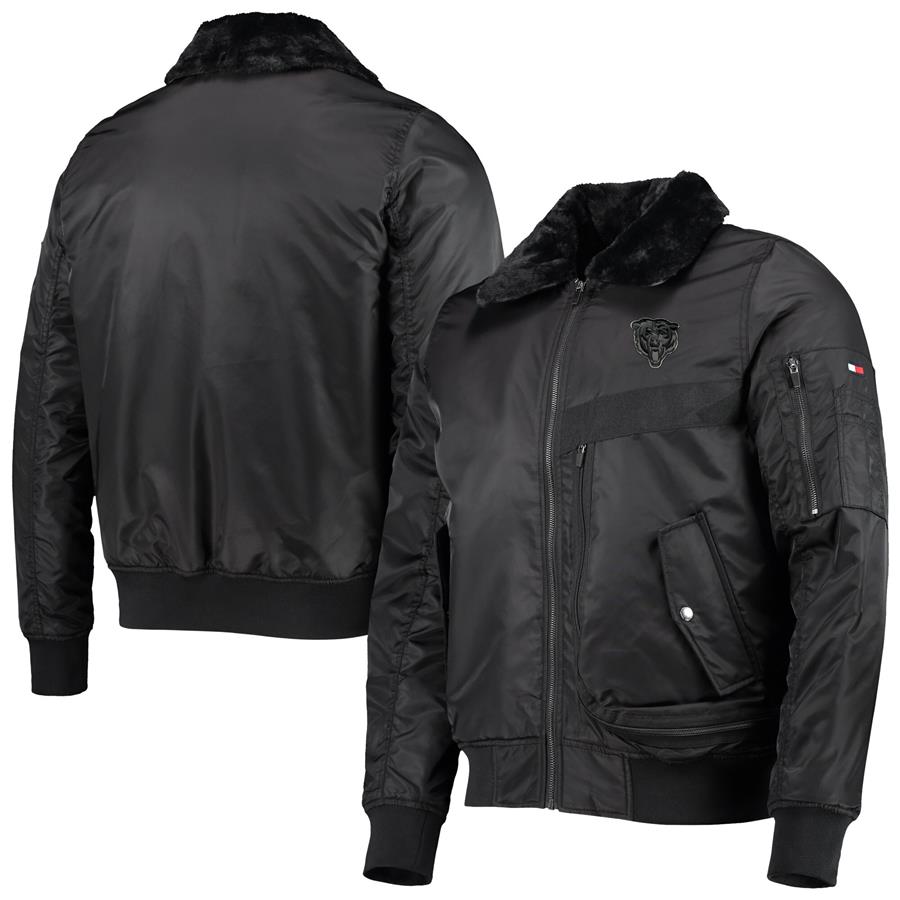 Chicago Bears Tommy Hilfiger Pilot Aviator Full-Zip Jacket - Black