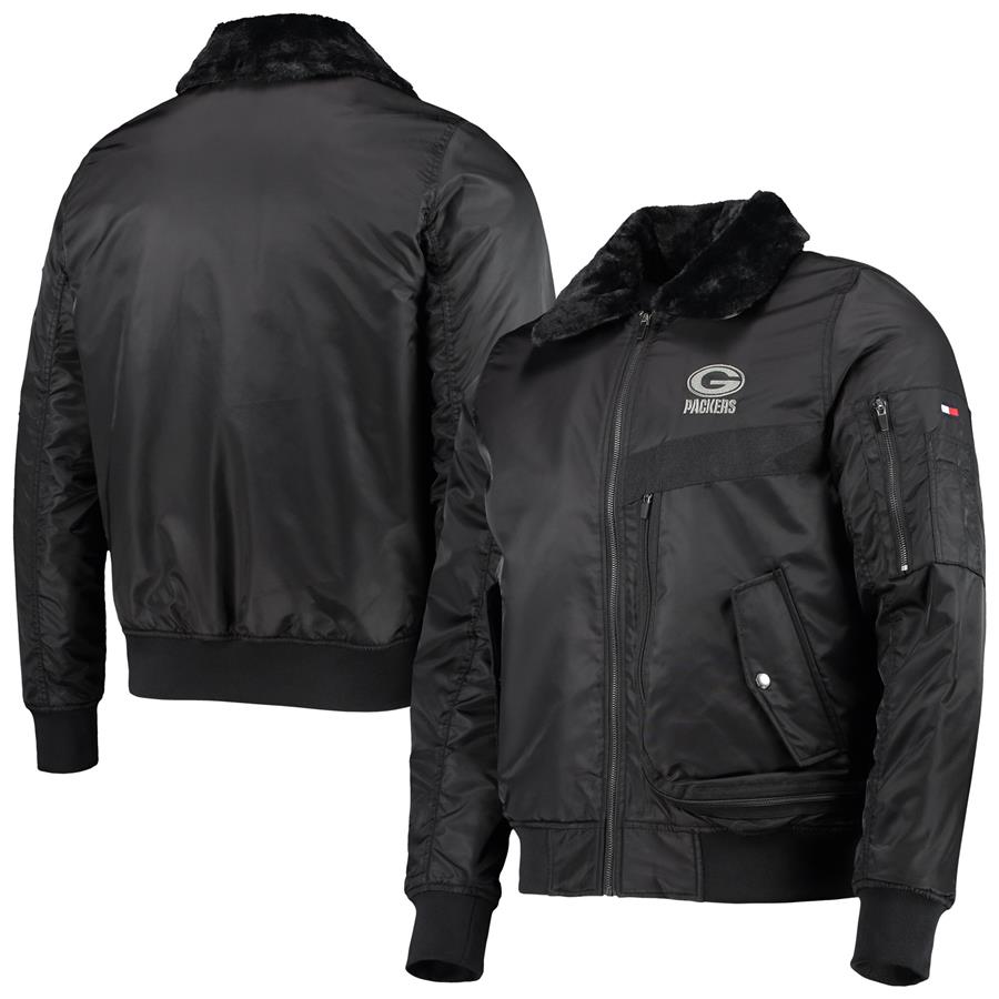 Green Bay Packers Tommy Hilfiger Pilot Aviator Full-Zip Jacket - Black