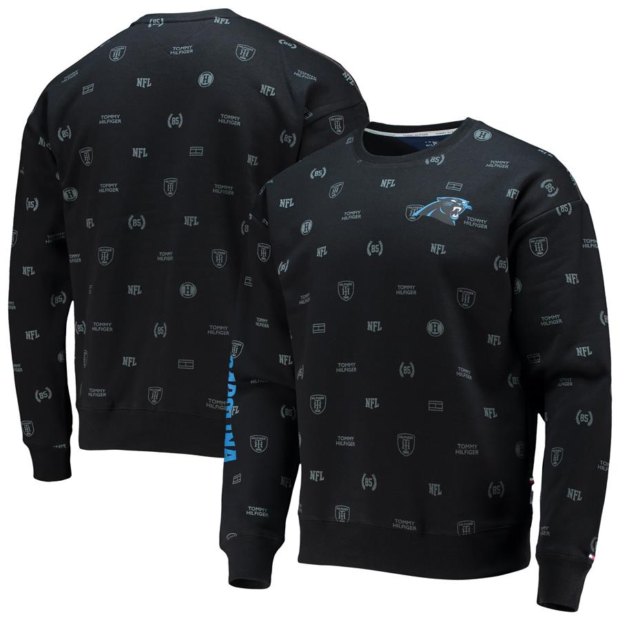Carolina Panthers Tommy Hilfiger Reid Graphic Pullover Sweatshirt - Black