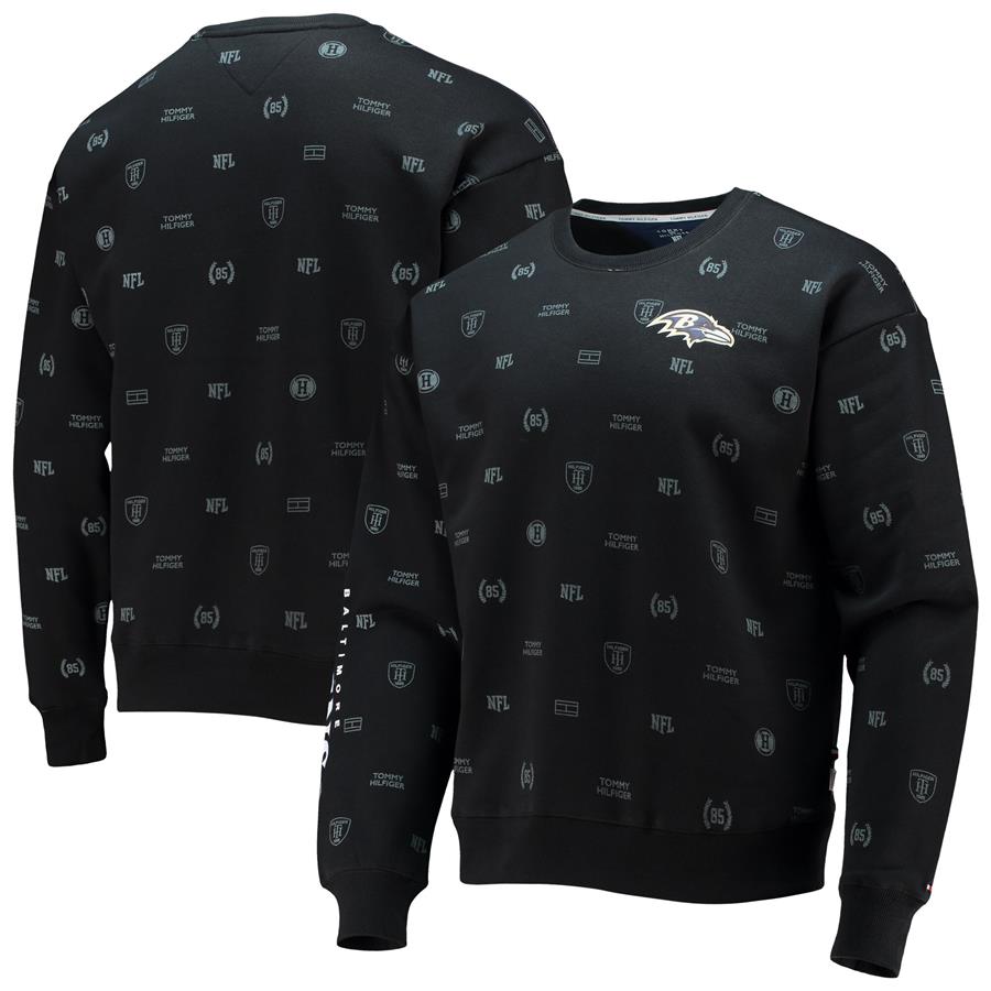 Baltimore Ravens Tommy Hilfiger Reid Graphic Pullover Sweatshirt - Black
