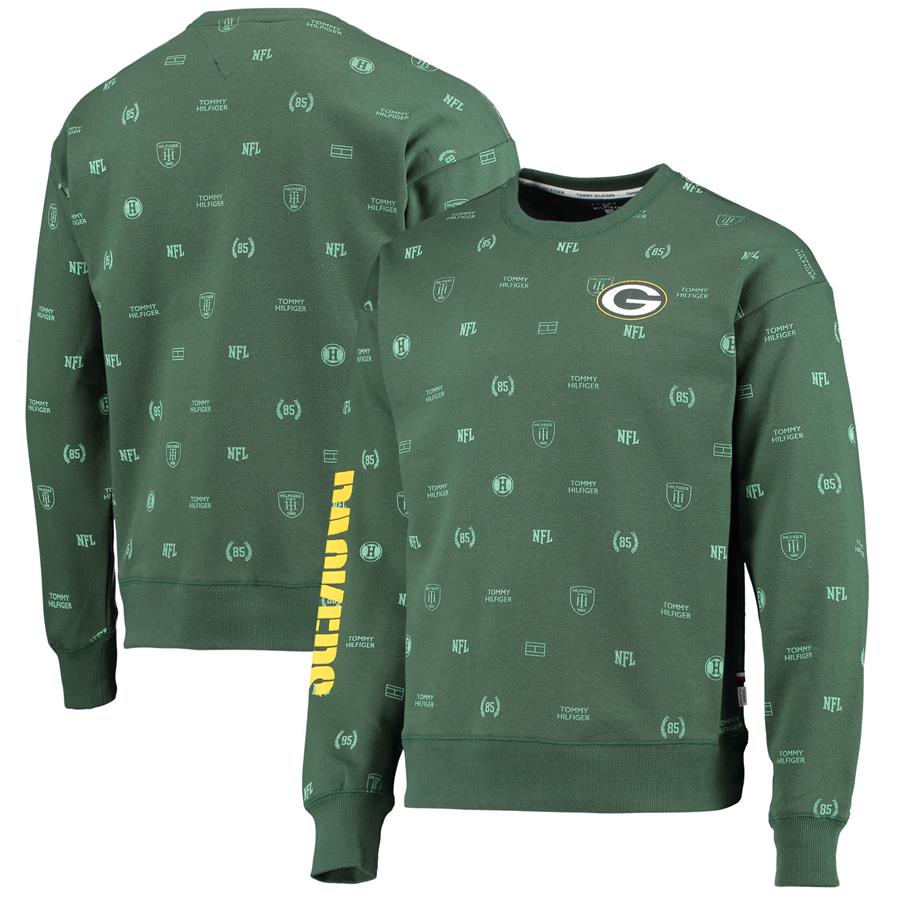 Green Bay Packers Tommy Hilfiger Reid Graphic Pullover Sweatshirt - Green