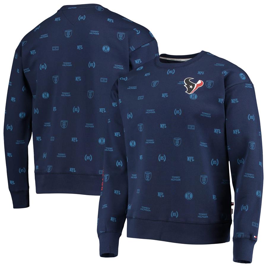 Houston Texans Tommy Hilfiger Reid Graphic Pullover Sweatshirt - Navy