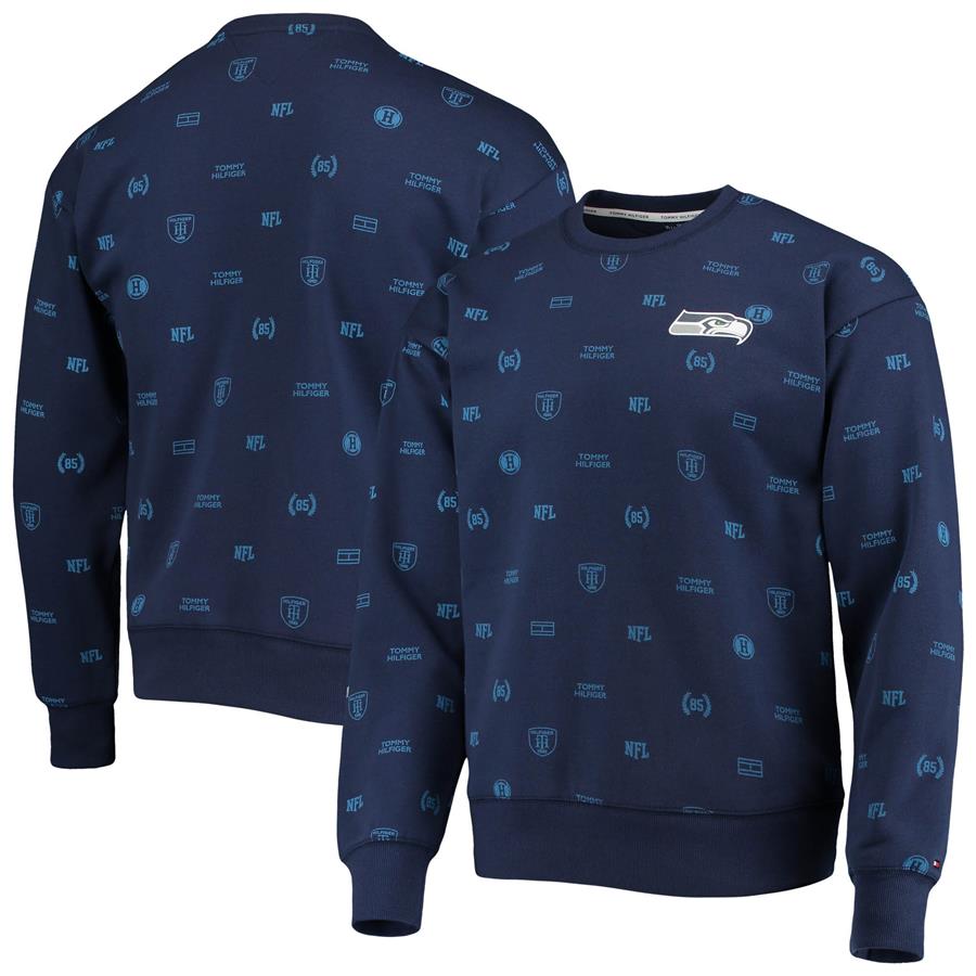 Seattle Seahawks Tommy Hilfiger Reid Graphic Pullover Sweatshirt - College Navy