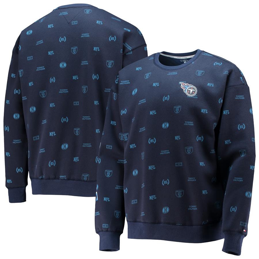 Tennessee Titans Tommy Hilfiger Reid Graphic Pullover Sweatshirt - Navy