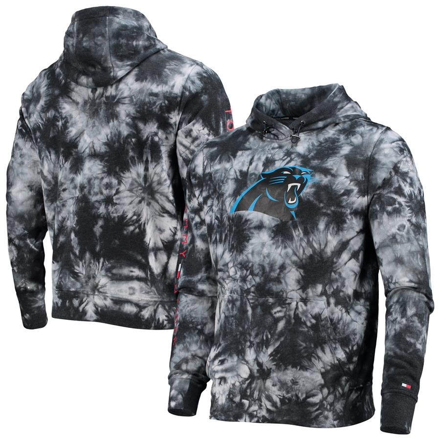 Carolina Panthers Tommy Hilfiger Stanley Tie-Dye Pullover Hoodie - Black