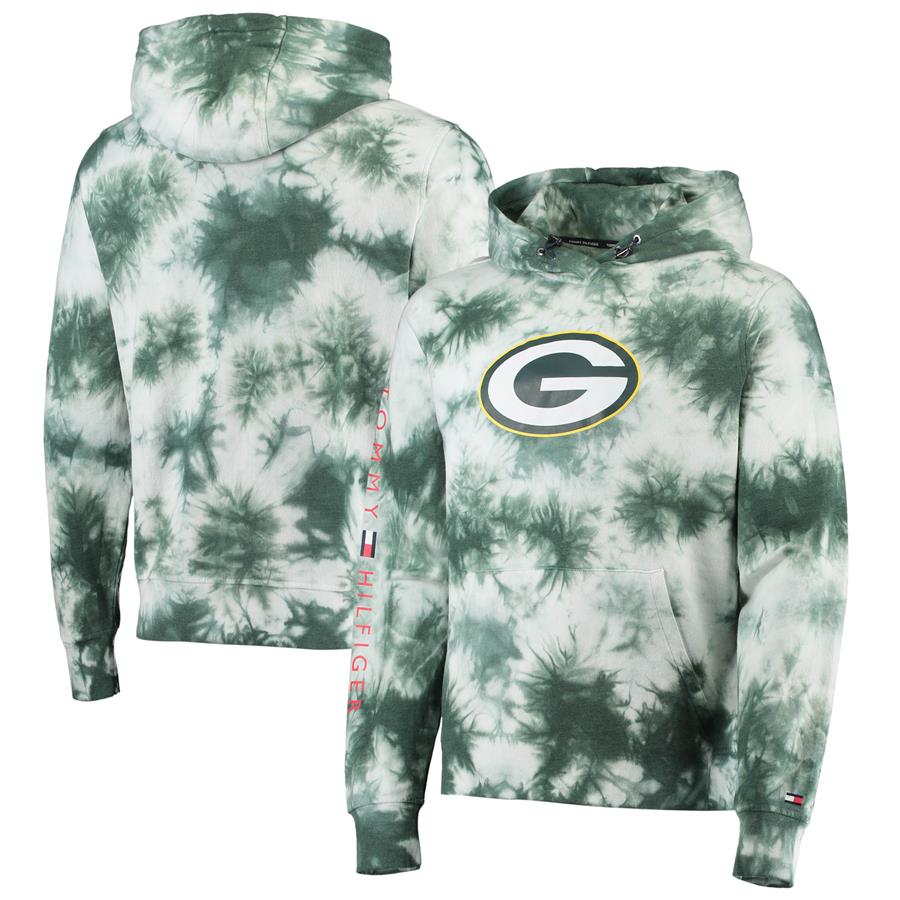 Green Bay Packers Tommy Hilfiger Stanley Tie-Dye Pullover Hoodie - Green