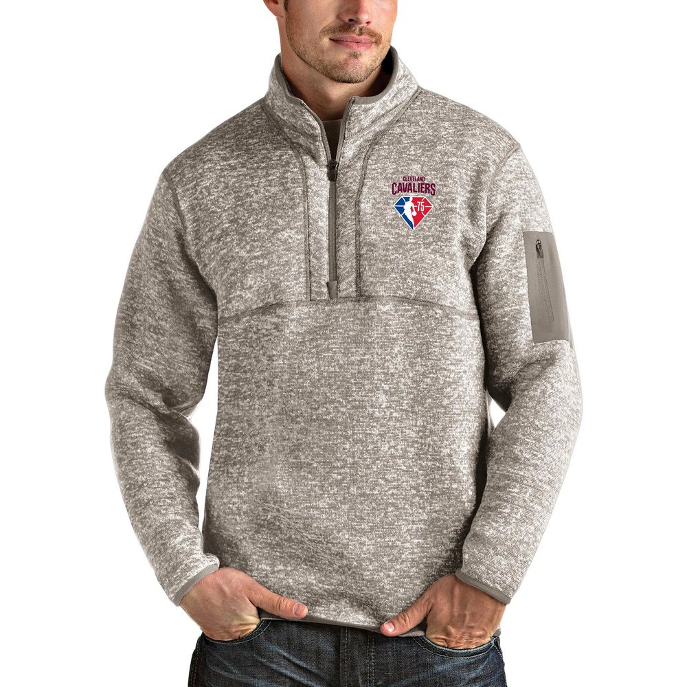 Cleveland Cavaliers Antigua NBA 75th Anniversary Fortune Quarter-Zip Pullover Jacket - Tan