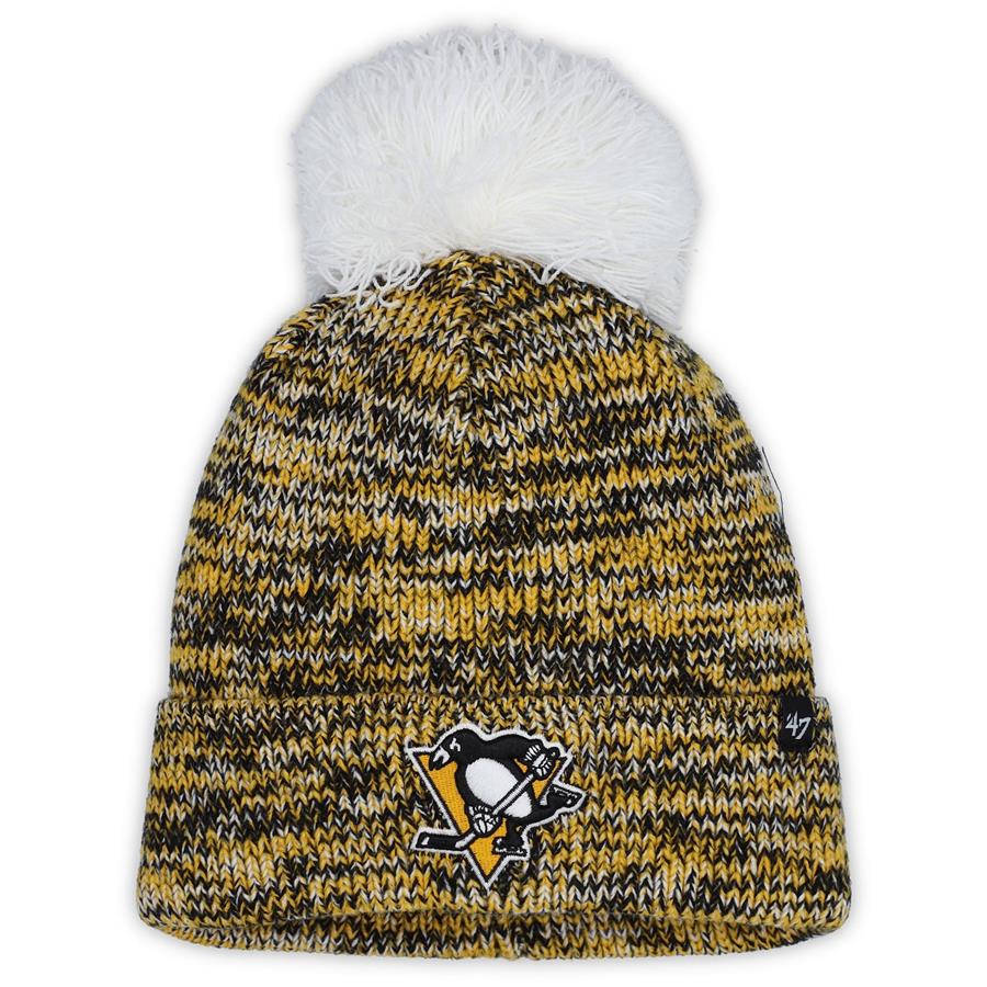 Pittsburgh Penguins '47 Women's Triple Cross Cuffed Knit Hat with Pom - Black