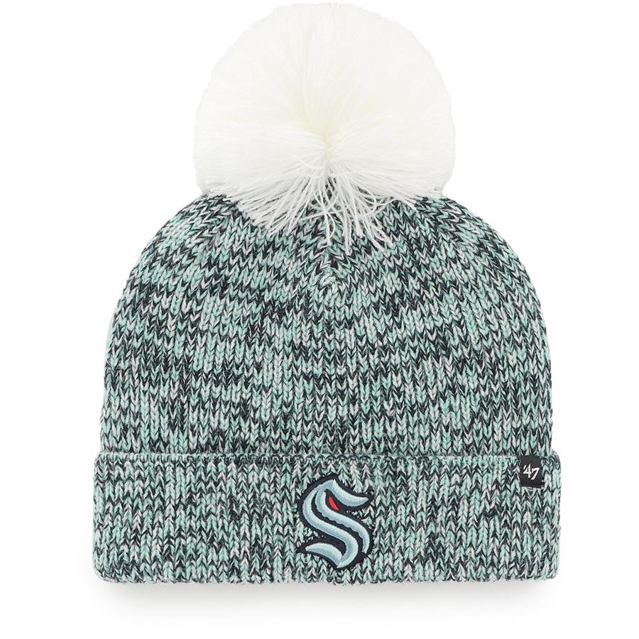 Seattle Kraken '47 Women's Triple Cross Cuffed Knit Hat with Pom - Deep Sea Blue
