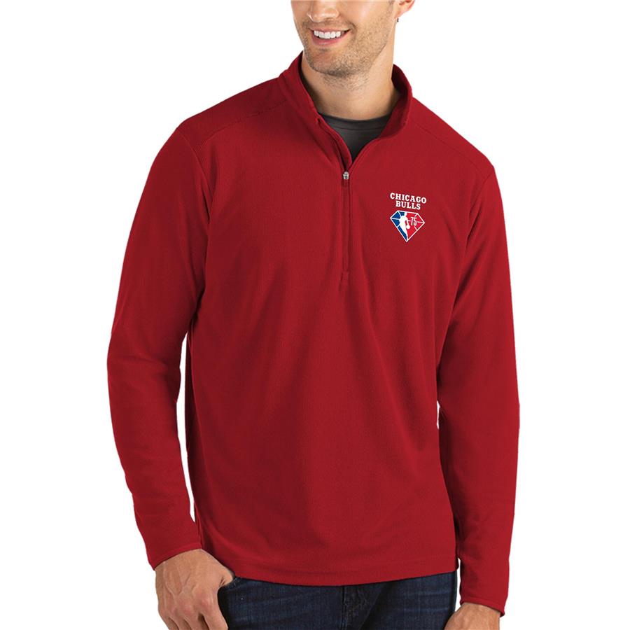 Chicago Bulls Antigua NBA 75th Anniversary Glacier Quarter-Zip Pullover Jacket - Red
