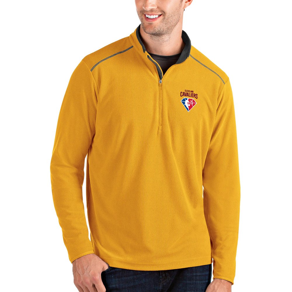 Cleveland Cavaliers Antigua NBA 75th Anniversary Glacier Quarter-Zip Pullover Jacket - Gold