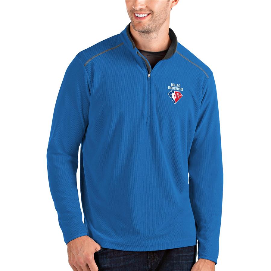 Dallas Mavericks Antigua NBA 75th Anniversary Glacier Quarter-Zip Pullover Jacket - Light Blue
