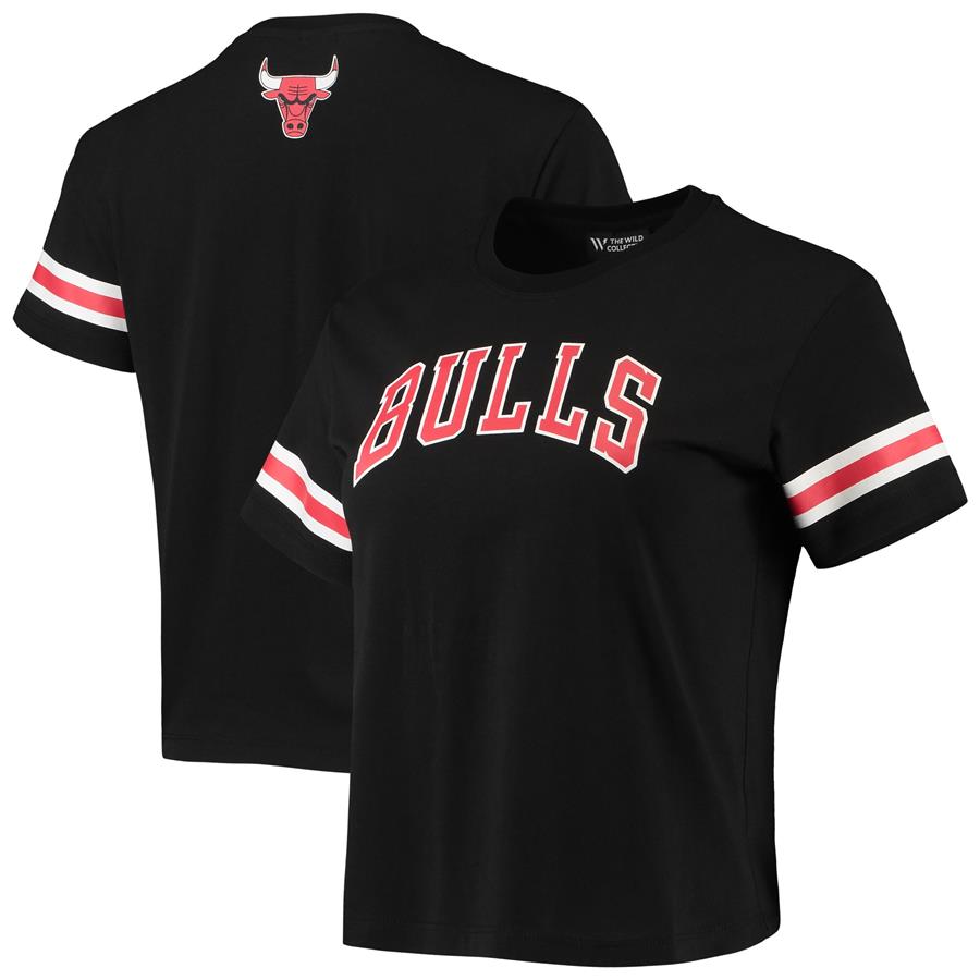 Chicago Bulls The Wild Collective Women's Cropped T-Shirt - Black