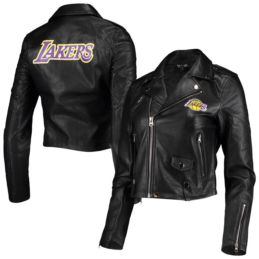 Los Angeles Lakers The Wild Collective Women's Moto Full-Zip Jacket - Black