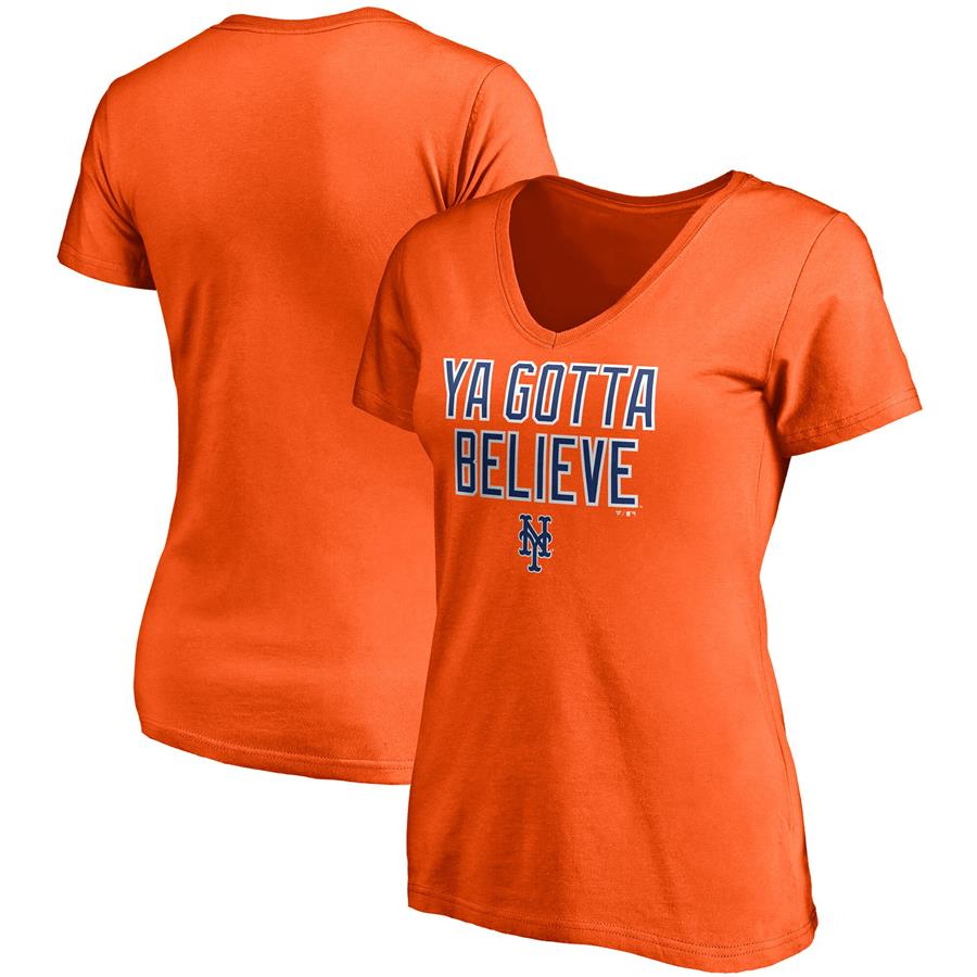 New York Mets Fanatics Branded Women's Hometown V-Neck T-Shirt - Orange