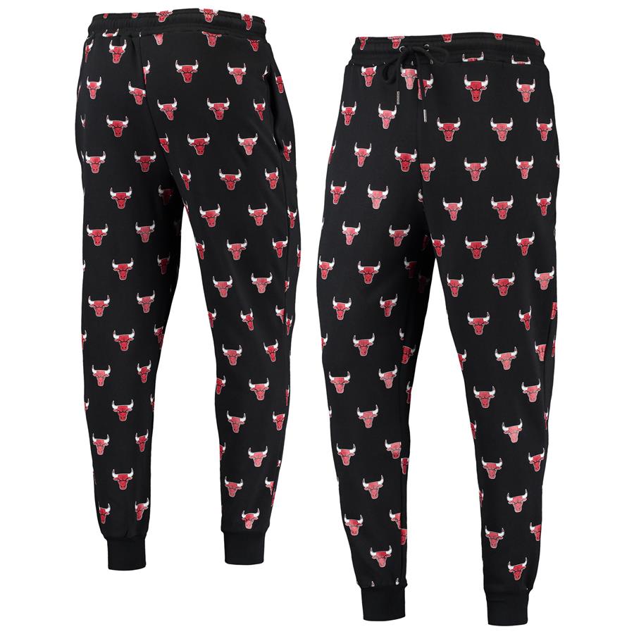 Chicago Bulls The Wild Collective Allover Logo Jogger Pants - Black