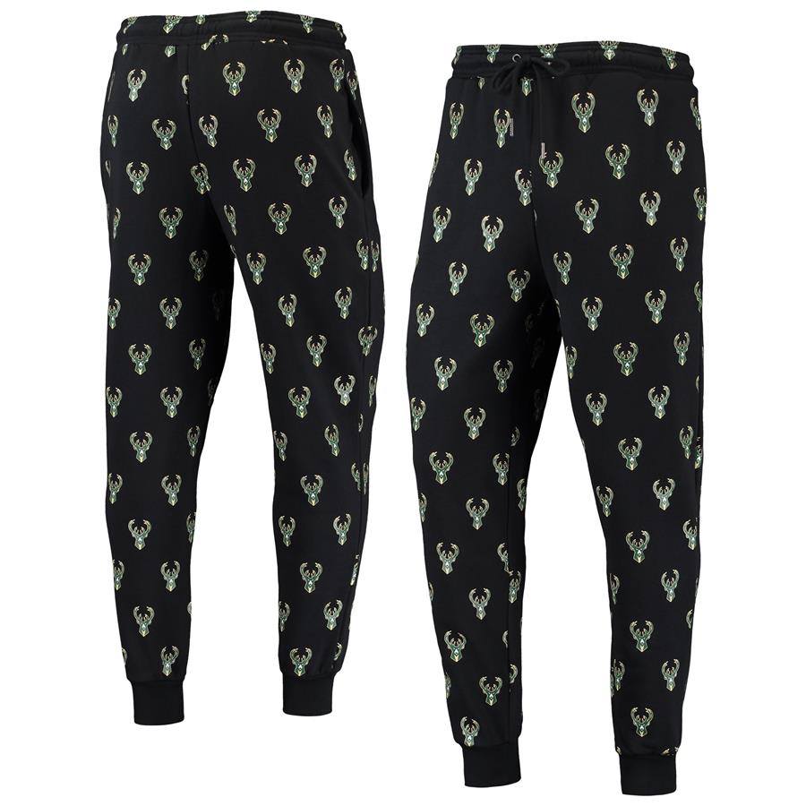 Milwaukee Bucks The Wild Collective Allover Logo Jogger Pants - Black