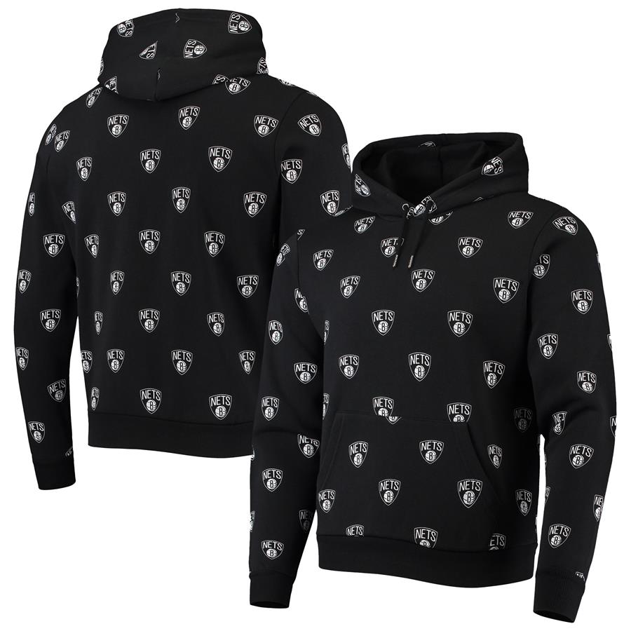 Brooklyn Nets The Wild Collective Unisex Allover Logo Pullover Hoodie - Black