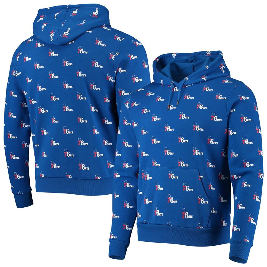 Philadelphia 76ers The Wild Collective Unisex Allover Logo Pullover Hoodie - Royal