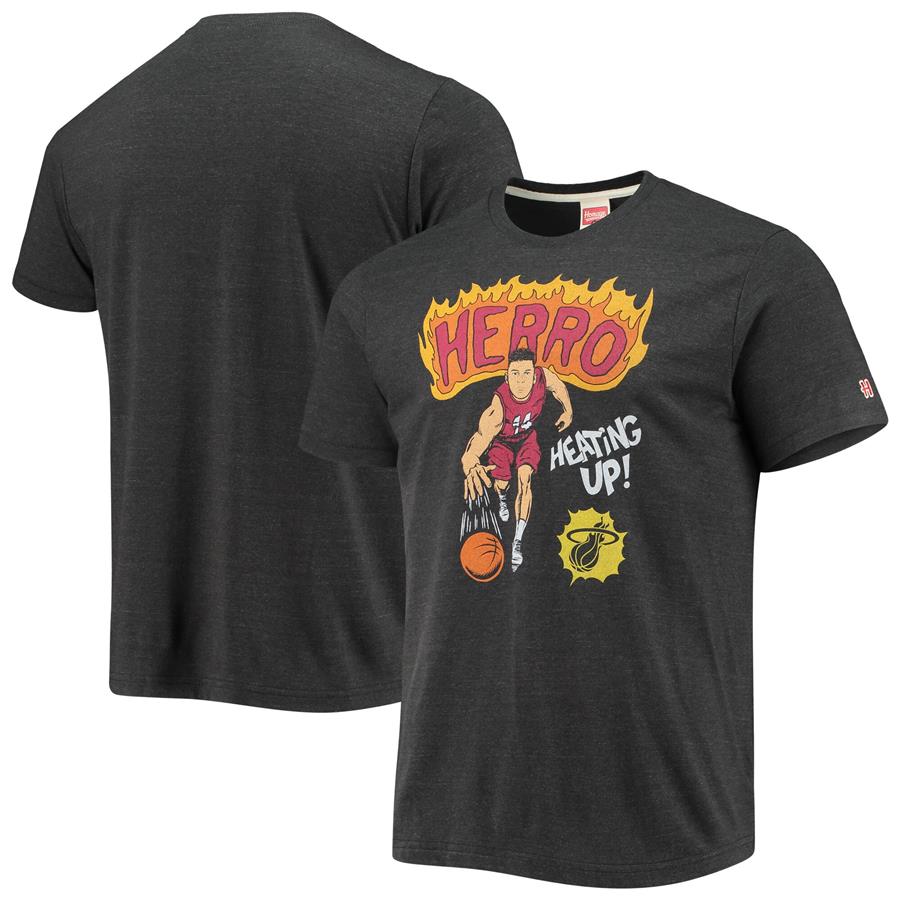 Tyler Herro Miami Heat Homage Comic Book Player Tri-Blend T-Shirt - Charcoal