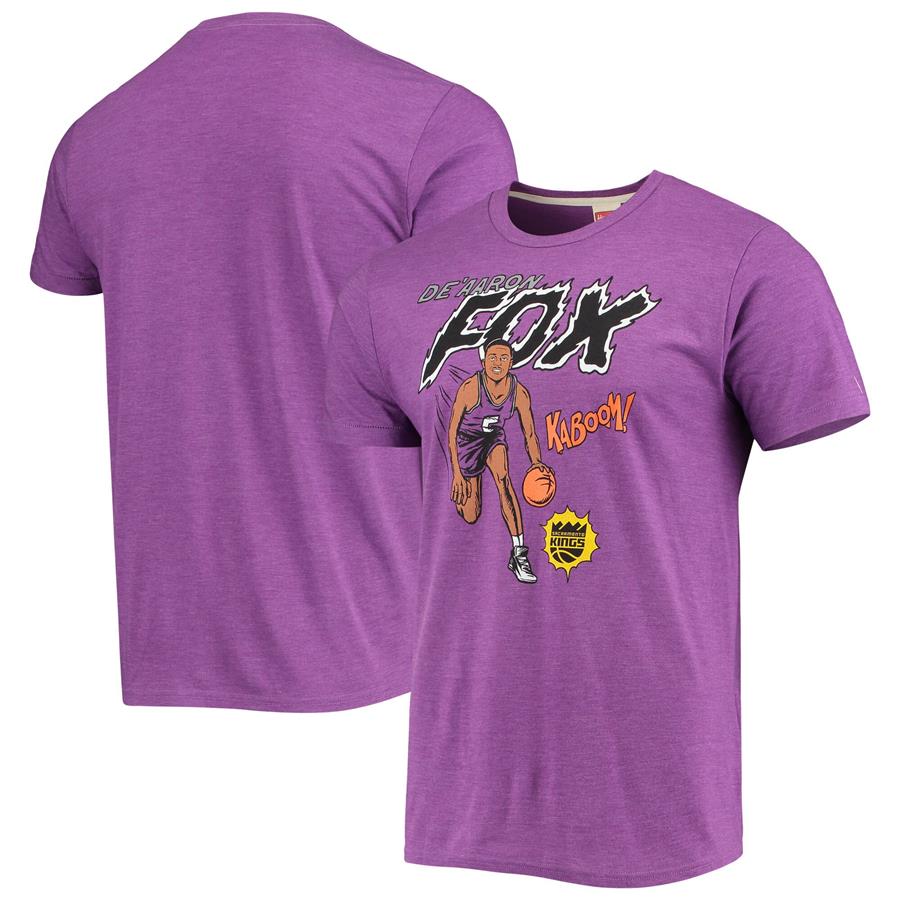 De'Aaron Fox Sacramento Kings Homage Comic Book Player Tri-Blend T-Shirt - Purple