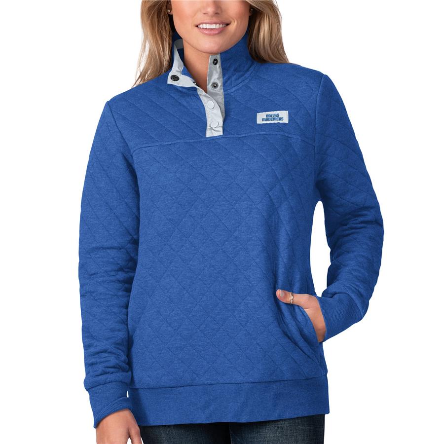 Dallas Mavericks G-III 4Her by Carl Banks Women's Face Off Quilted Knit Snap Pullover Jacket - Royal