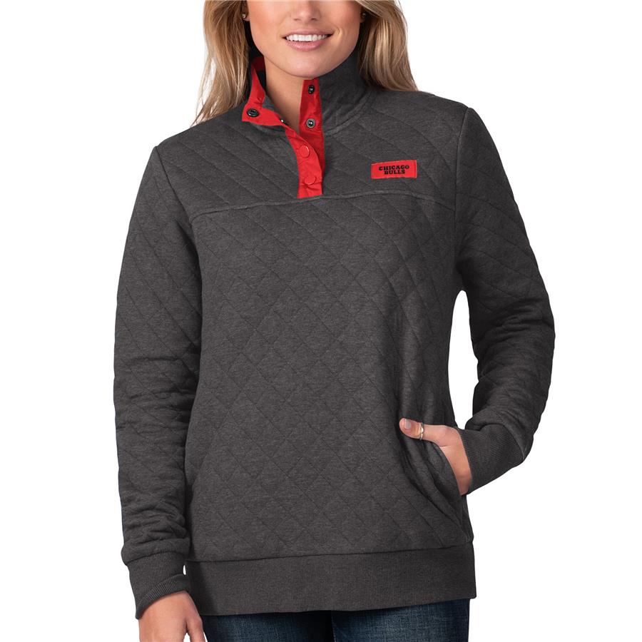 Chicago Bulls G-III 4Her by Carl Banks Women's Face Off Quilted Knit Snap Pullover Jacket - Black