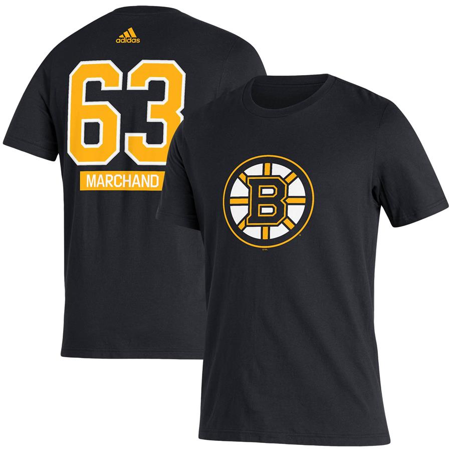 Brad Marchand Boston Bruins adidas Player Name & Number T-Shirt - Black