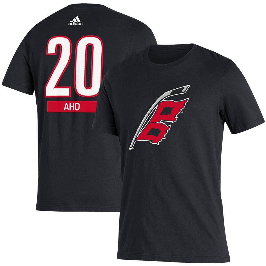 Sebastian Aho Carolina Hurricanes adidas Player Name & Number T-Shirt - Black