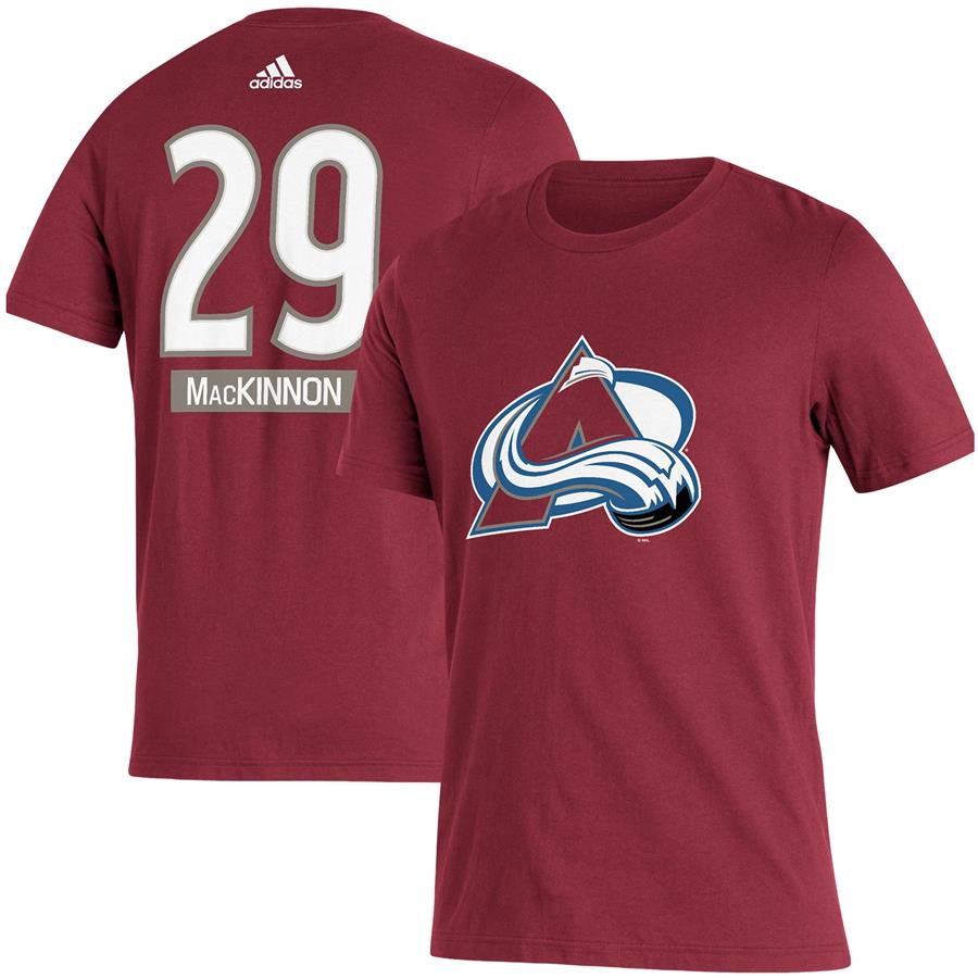 Nathan MacKinnon Colorado Avalanche adidas Player Name & Number T-Shirt - Burgundy