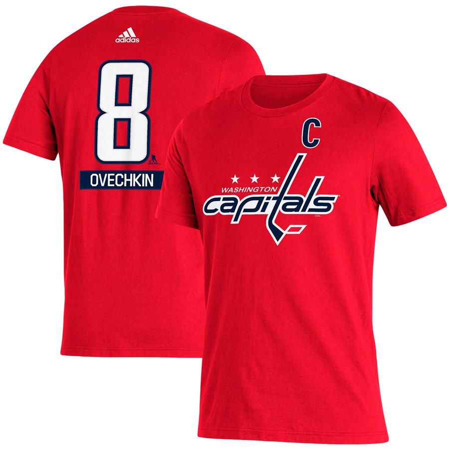 Alexander Ovechkin Washington Capitals adidas Captain Patch Name & Number T-Shirt - Red