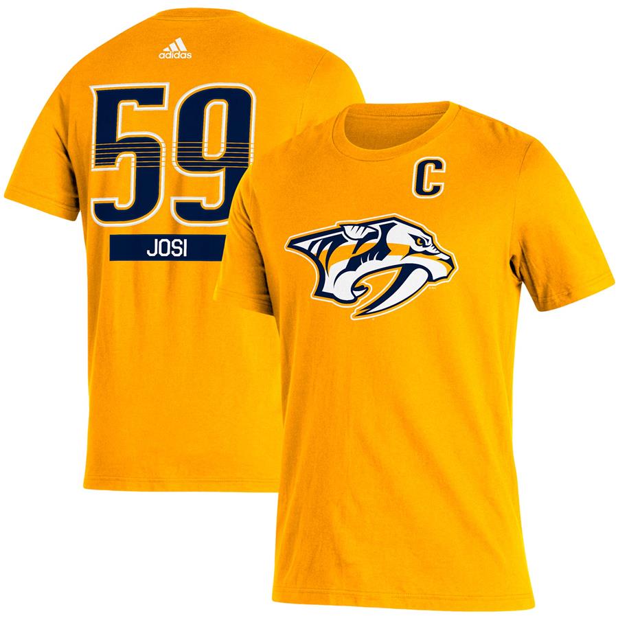 Roman Josi Nashville Predators adidas Captain Patch Name & Number T-Shirt - Gold