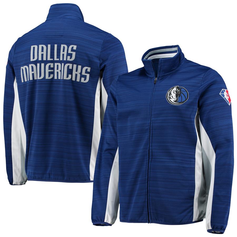 Dallas MavericksG-III Sports by Carl Banks 75th Anniversary Power Forward Space-Dye Full-Zip Track Jacket - Blue