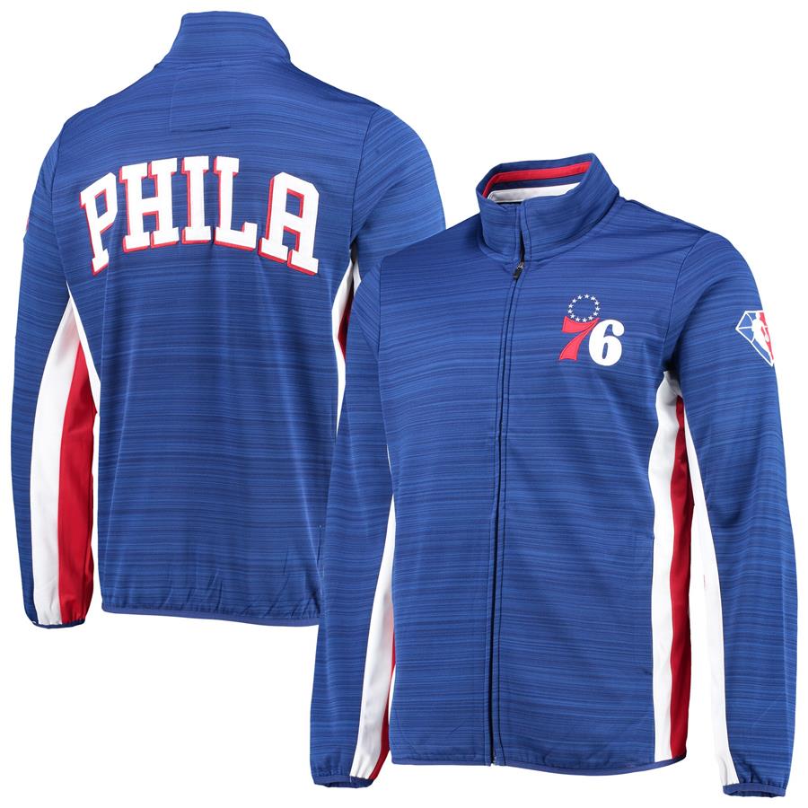 Philadelphia 76ersG-III Sports by Carl Banks 75th Anniversary Power Forward Space-Dye Full-Zip Track Jacket - Royal