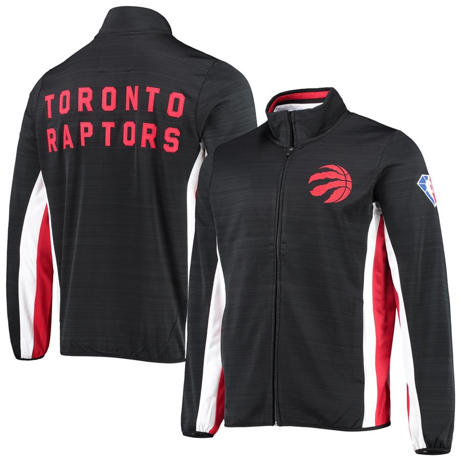 Toronto RaptorsG-III Sports by Carl Banks 75th Anniversary Power Forward Space-Dye Full-Zip Track Jacket - Black